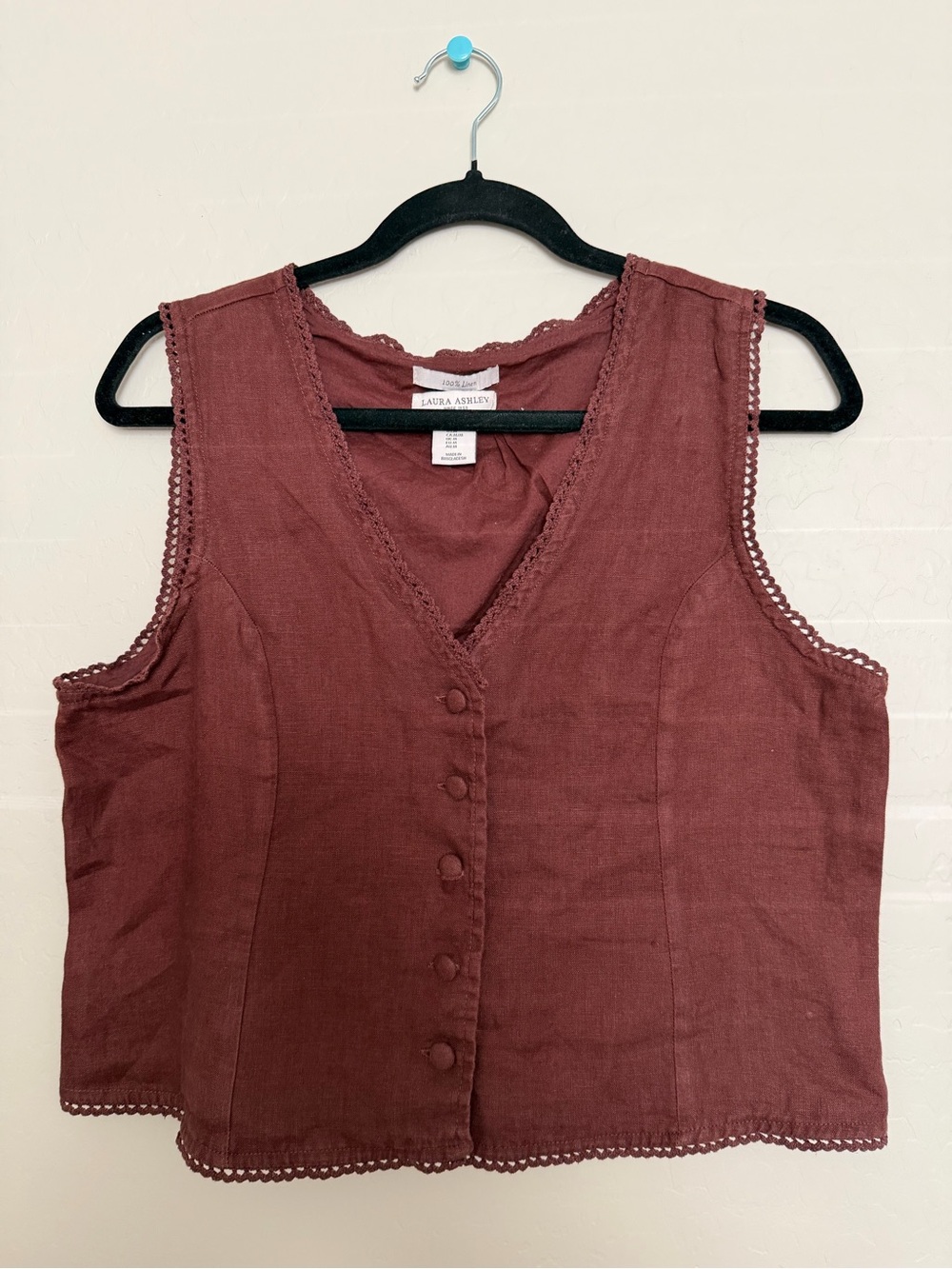 Laura Ashley Sleeveless Button-Front Camisole in Deep Wine